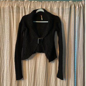 Free People Cardigan Sweater with Safety Pin Closure  Early 2000s Black Size S